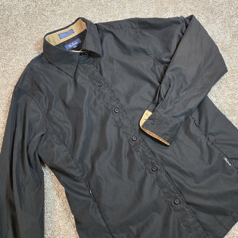 Faconnable Vintage Bomber Jacket Black And Tan Mens Size L Button Down‎